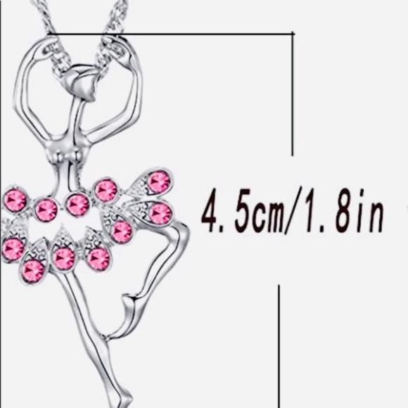 Silver Tone Adorable Pastel Crystal Ballerina Necklace for Teen or Girls - Picture 7 of 10